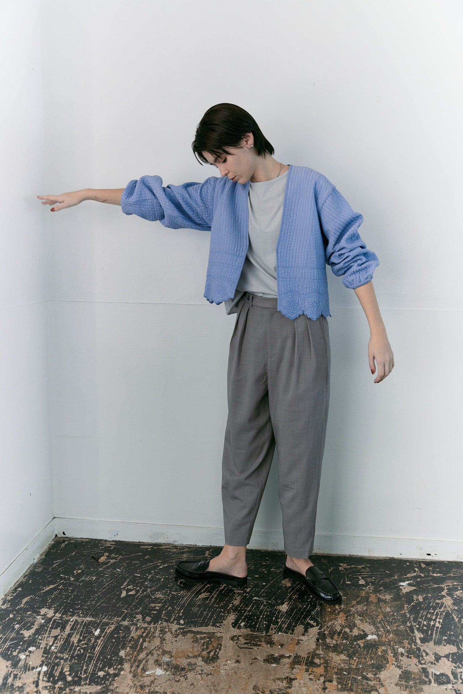 doux bleu　ダブルタック テーパードパンツ　DB-2615-017