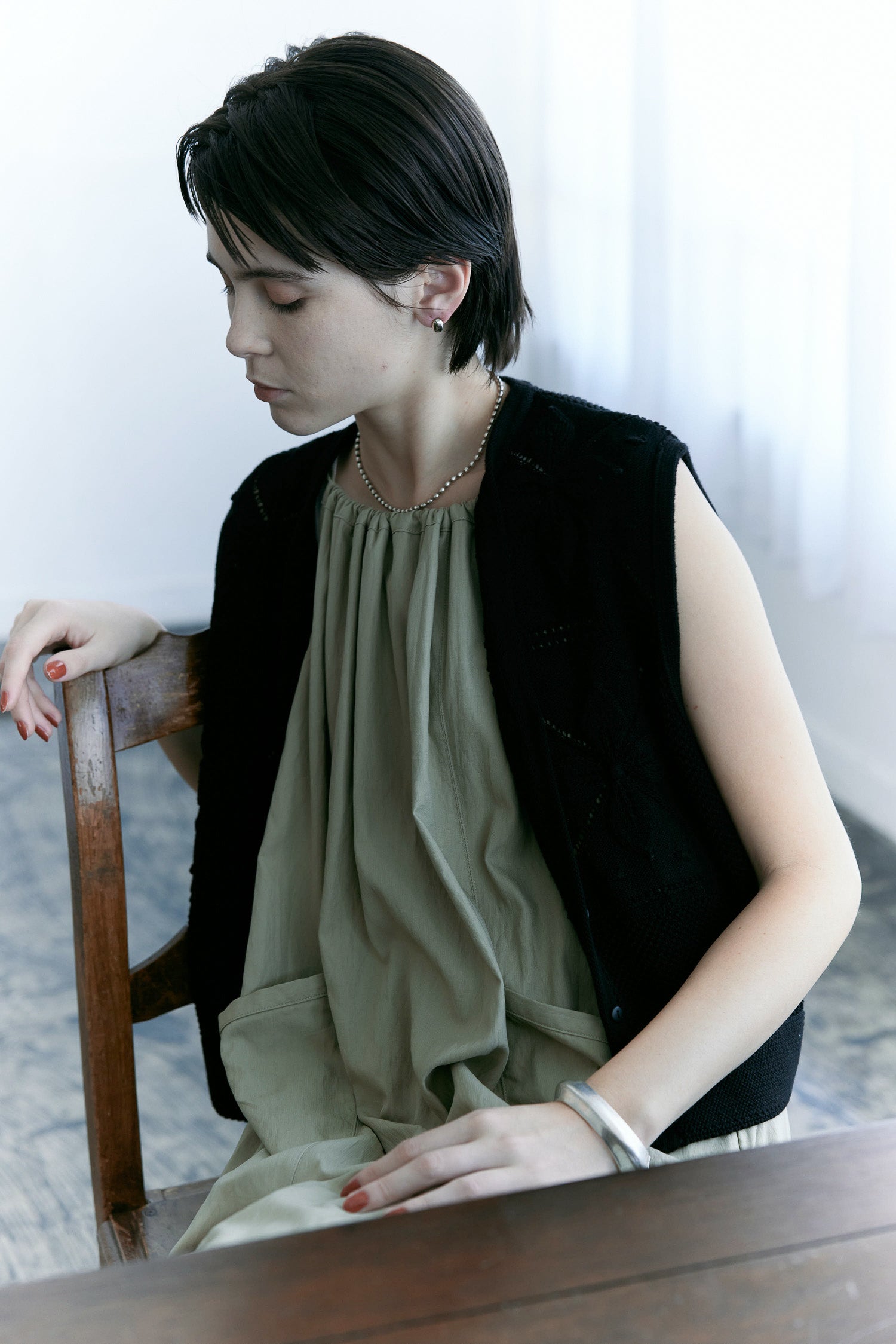 doux bleu　クロシェモチーフ ニットベスト　DB-2618-007