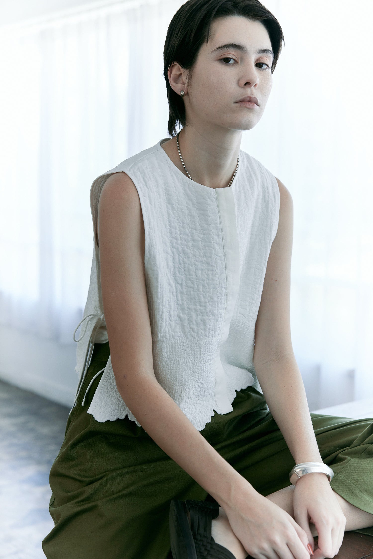 HER./ショートベスト doux bleu Boutis Stitch ショートベスト DB-2618-033