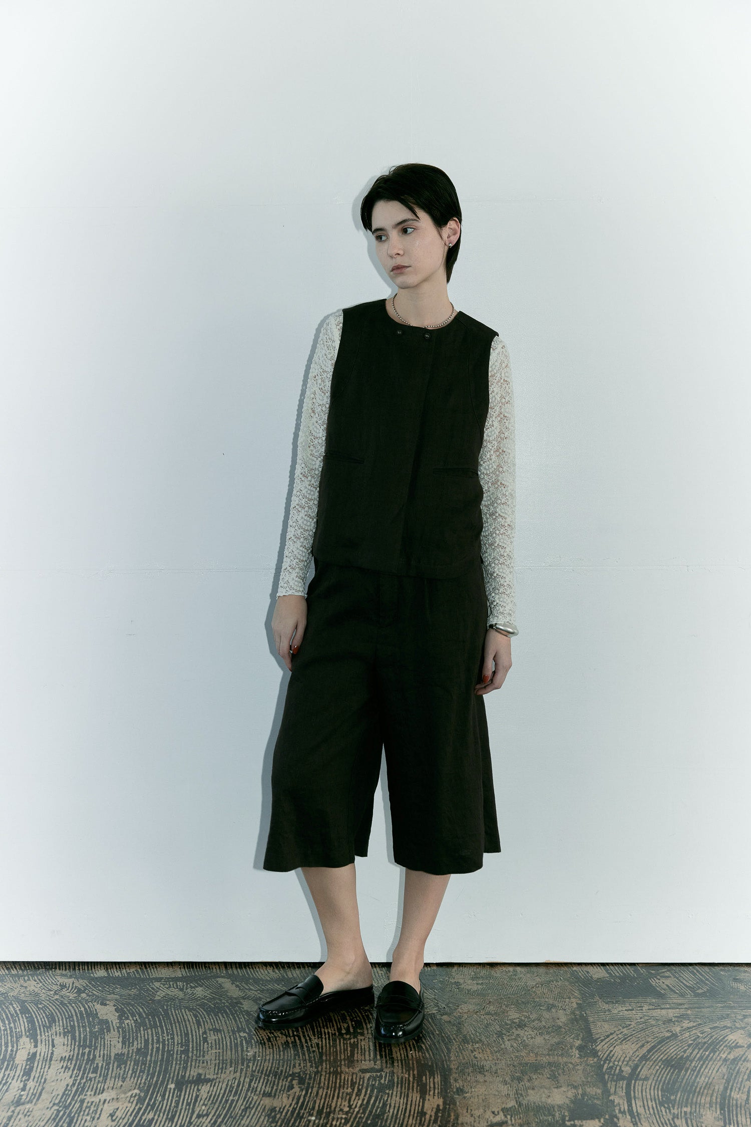 doux bleu　クラシックリネン ショートベスト　DB-2618-004