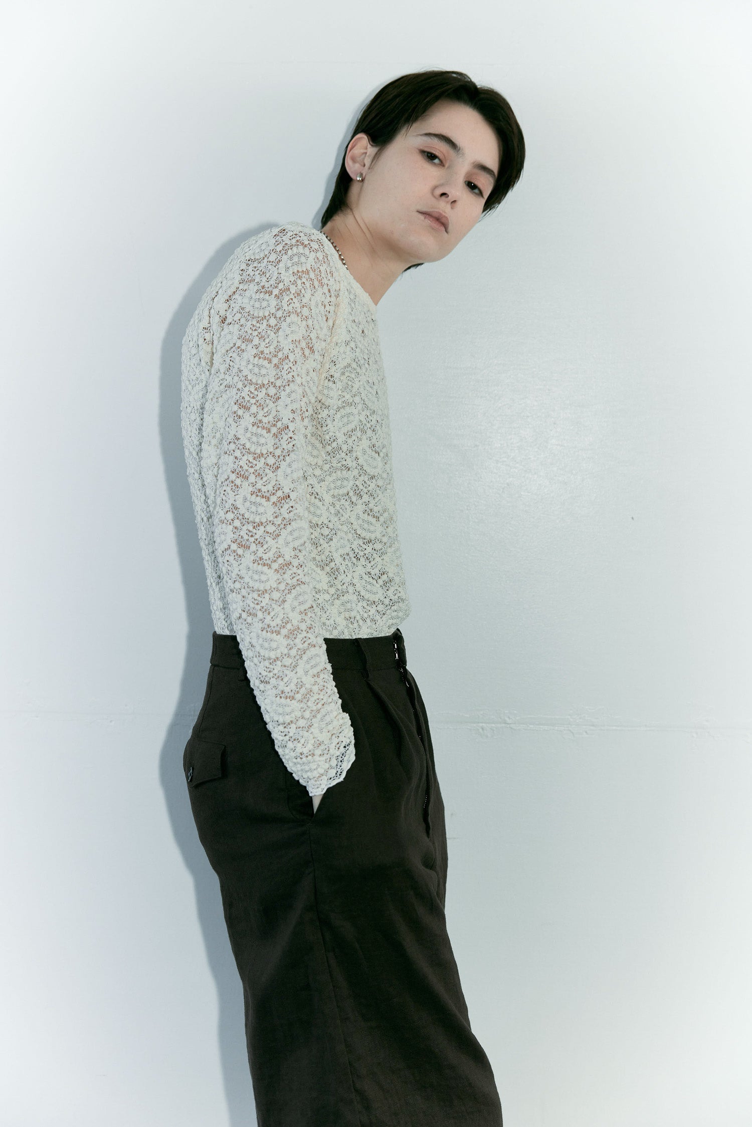 doux bleu　コットンナイロン レースプルオーバー　DB-2611-021