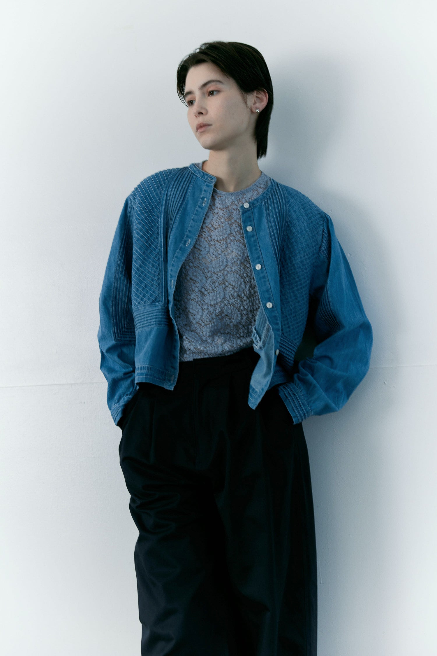 doux bleu　コットンナイロン レースプルオーバー　DB-2611-021