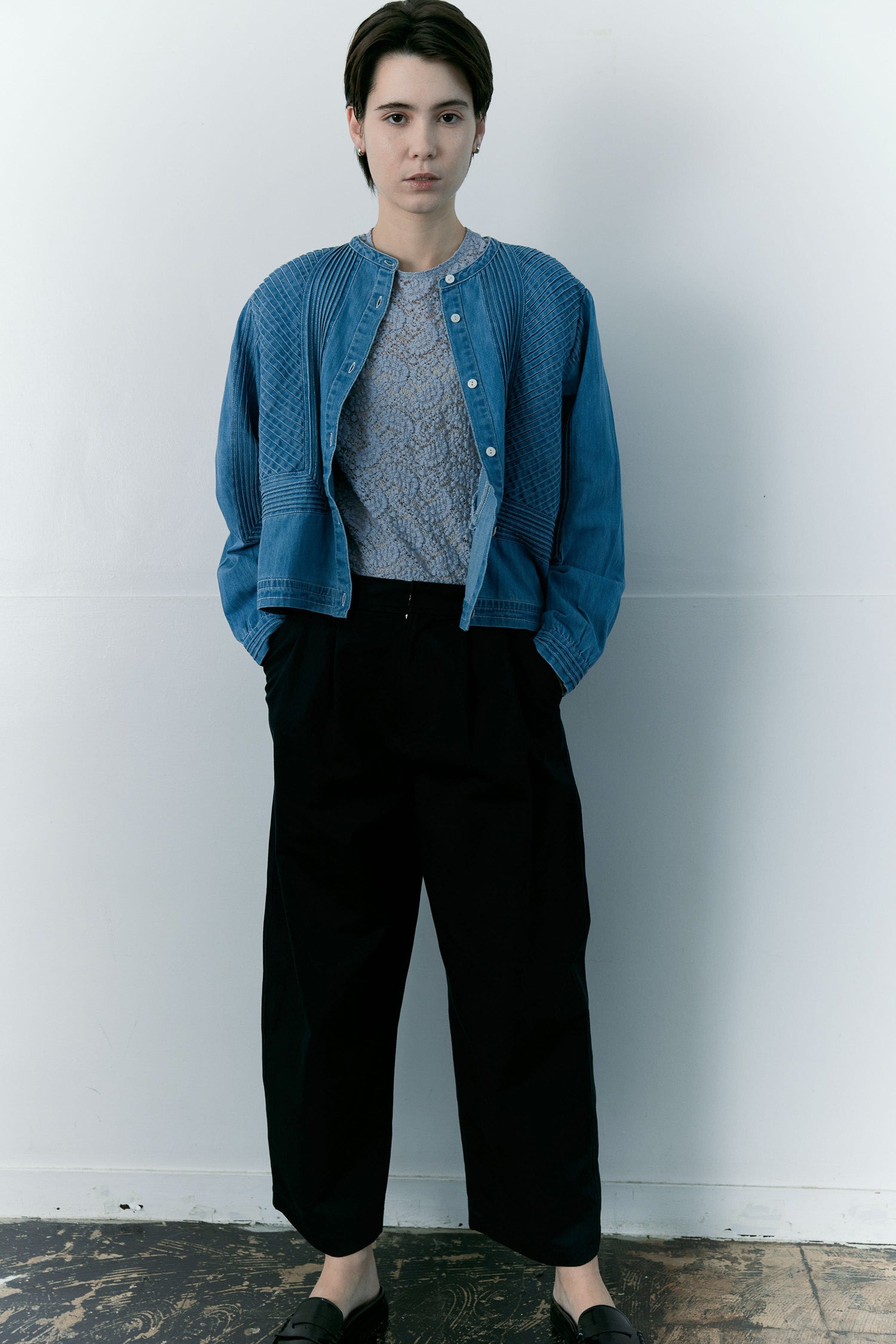 doux bleu　コットンナイロン レースプルオーバー　DB-2611-021