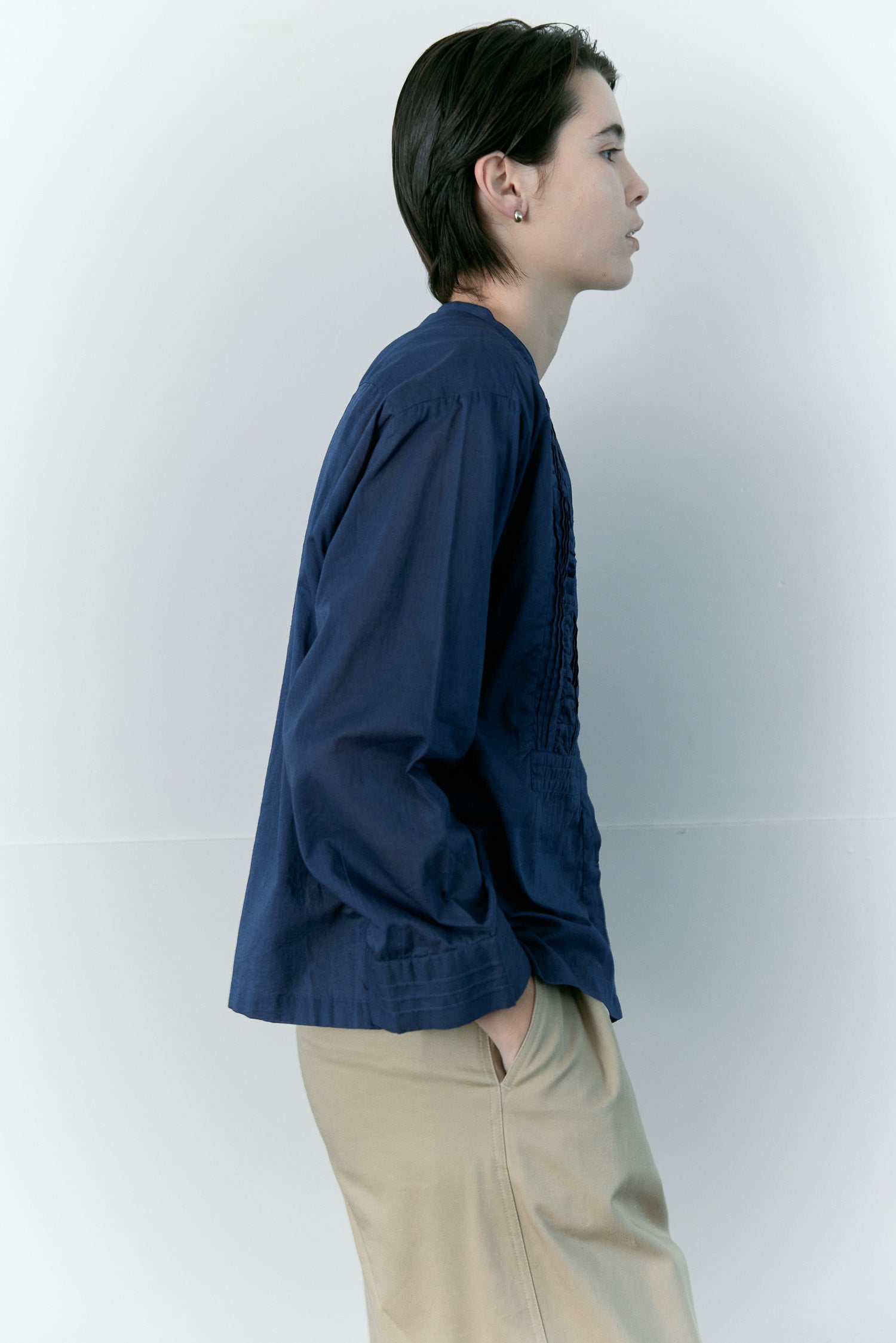 doux bleu　コットンカディ ギャザーヨークブラウス　DB-2613-029