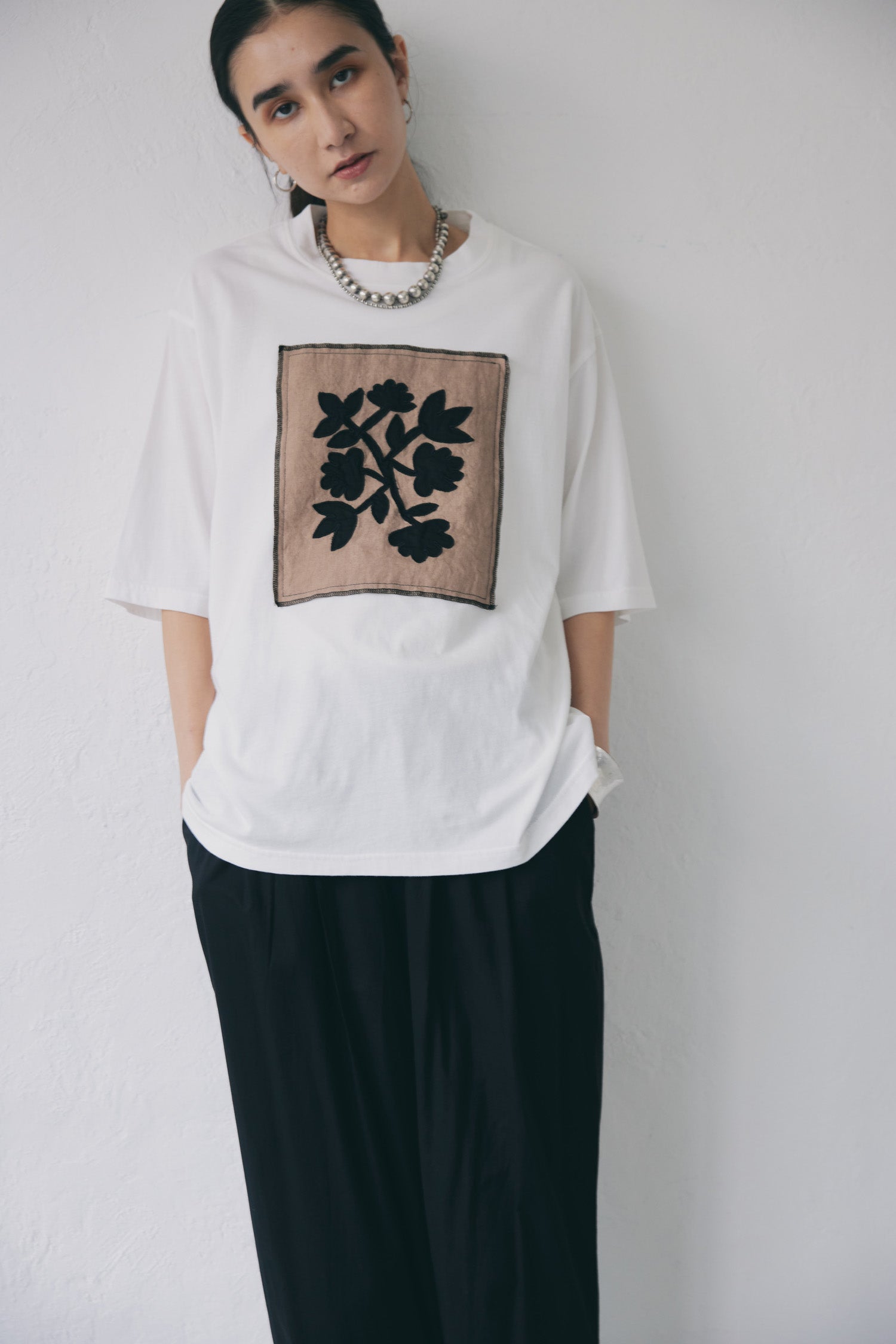 doux bleu　アップリケ刺繍 Tシャツ　DB-2521-053