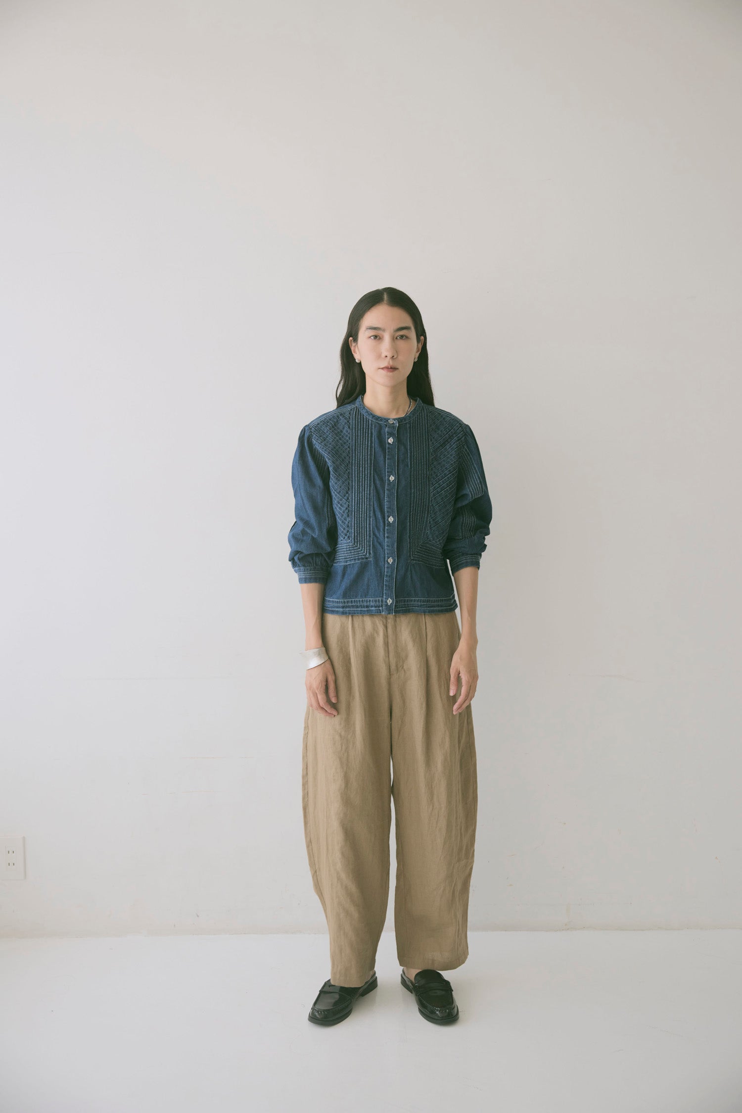 doux bleu　ピンタックステッチ デニムシャツ　DB-2663-068