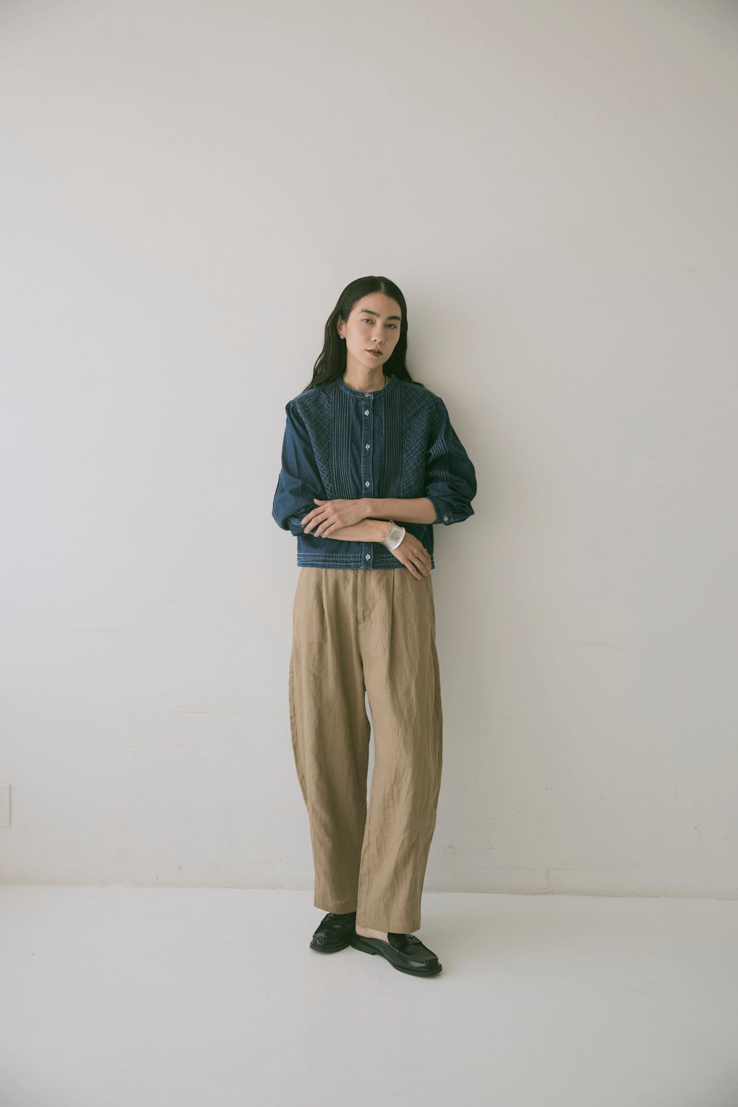 doux bleu　ピンタックステッチ デニムシャツ　DB-2663-068