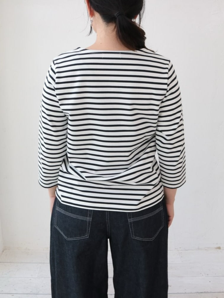 YARRA NEU　高機能コットン7分袖Tシャツ（ボーダー）　NU-5611-404