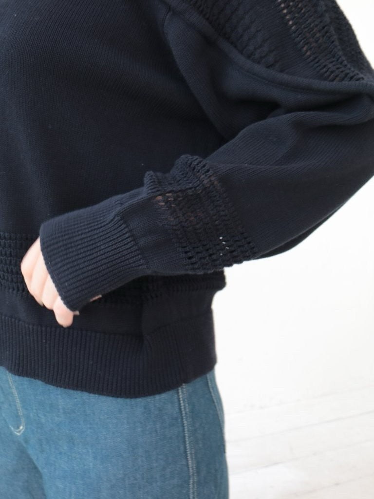 YARRA NEU　透かし編みヨークニットプルオーバー　NU-5612-407