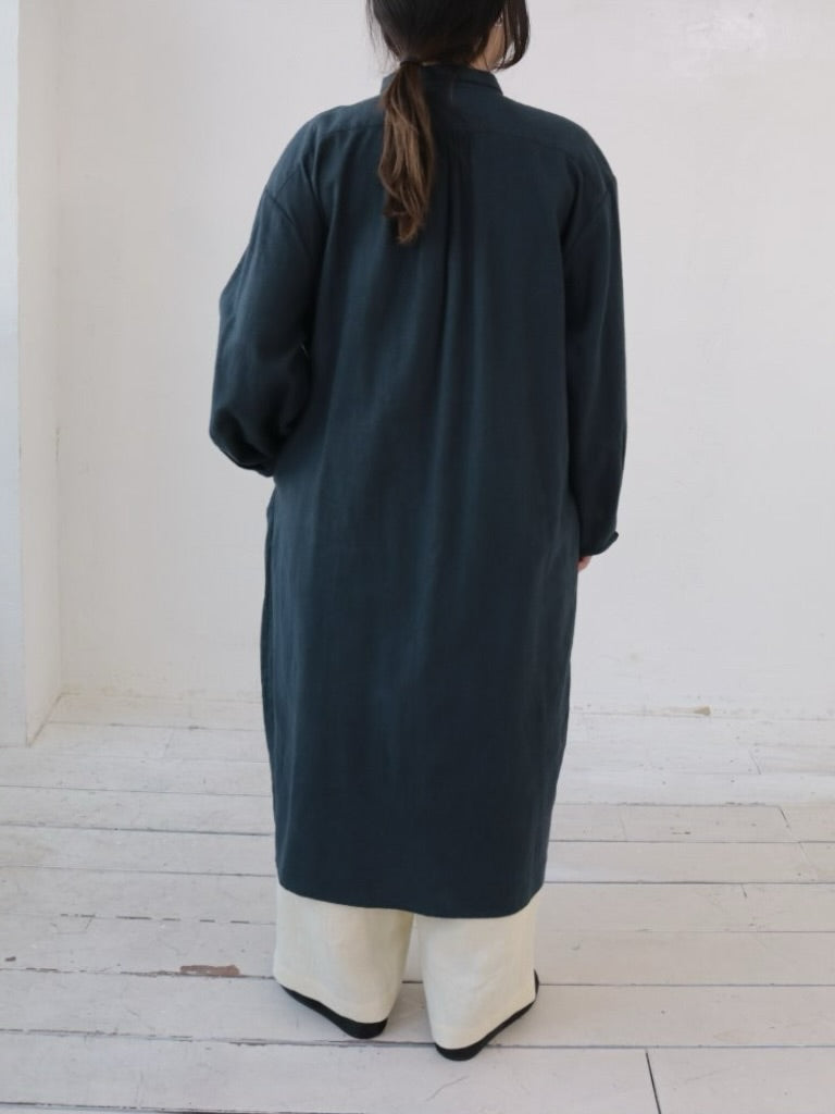 YARRA　オリジナルツイルちび衿ギャザーワンピース　YR-1554-249