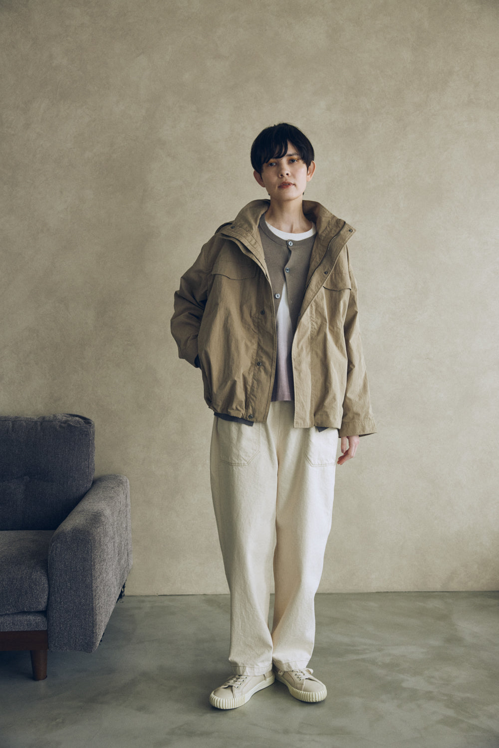 YARRA NEU　C/NYフード付ミドルブルゾン　NU-5547-413