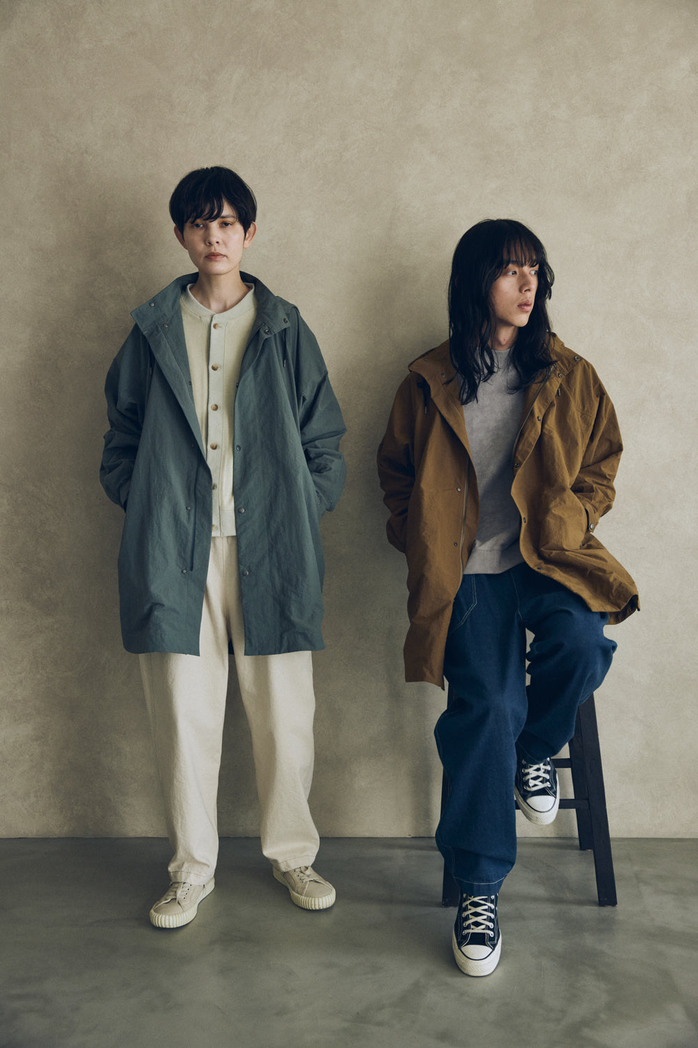 YARRA NEU　フード付きナイロンポンチョ風コート　NU-5547-414