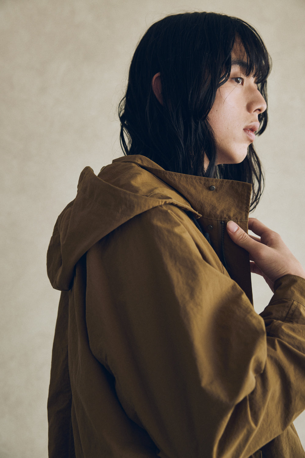 YARRA NEU　フード付きナイロンポンチョ風コート　NU-5547-414