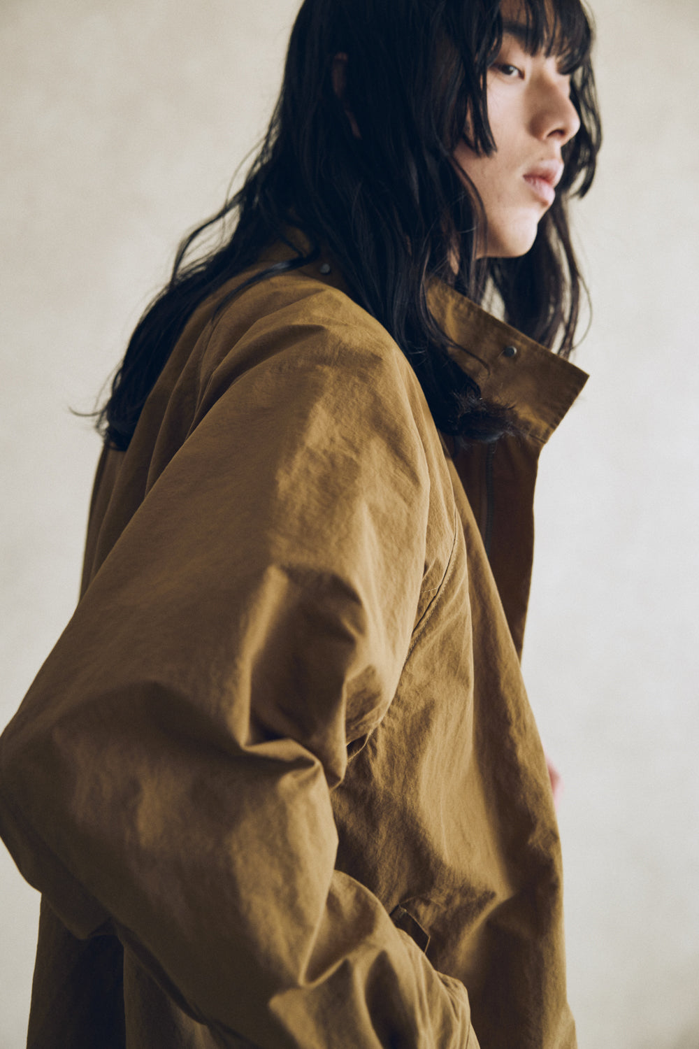 YARRA NEU　フード付きナイロンポンチョ風コート　NU-5547-414