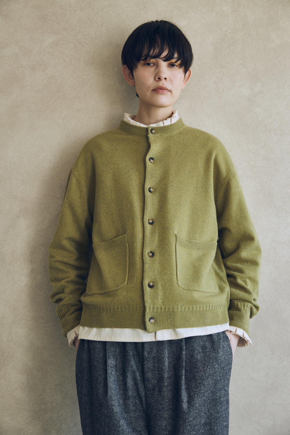 YARRA NEU　カラーネップメリノニットカーディガン　NU-5552-420