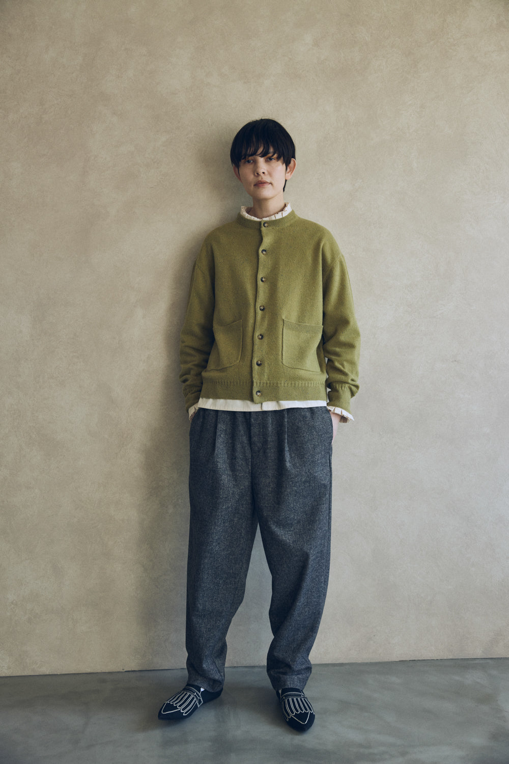 YARRA NEU　カラーネップメリノニットカーディガン　NU-5552-420