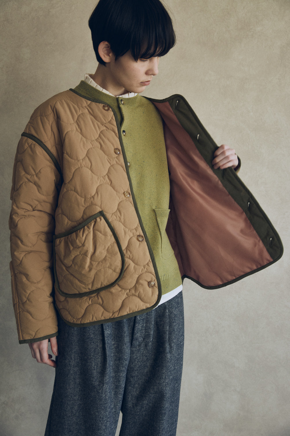 YARRA NEU　sorona中綿配色キルティングジャンパー　NU-5557-427