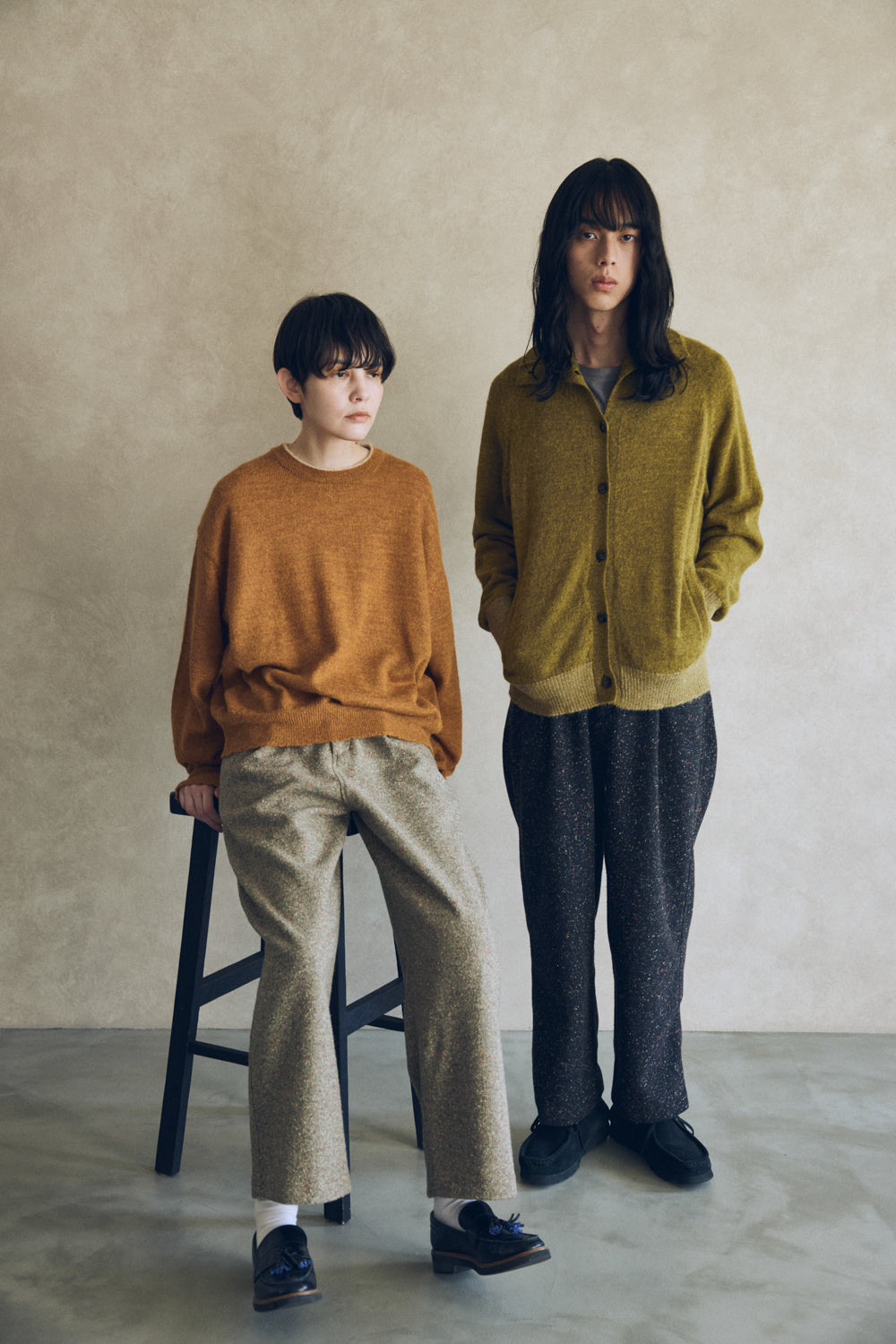 YARRA NEU　ペルーアルパカニットタートルカーディガン　NU-5542-407