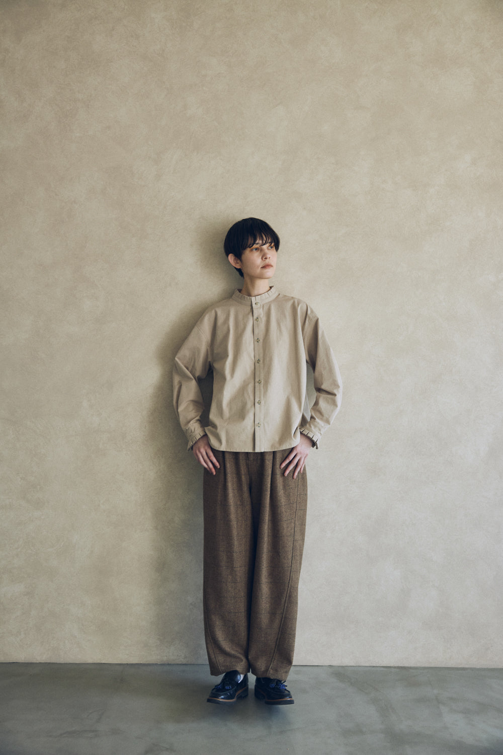 YARRA NEU　W混チェックカーブパンツ　NU-5555-426