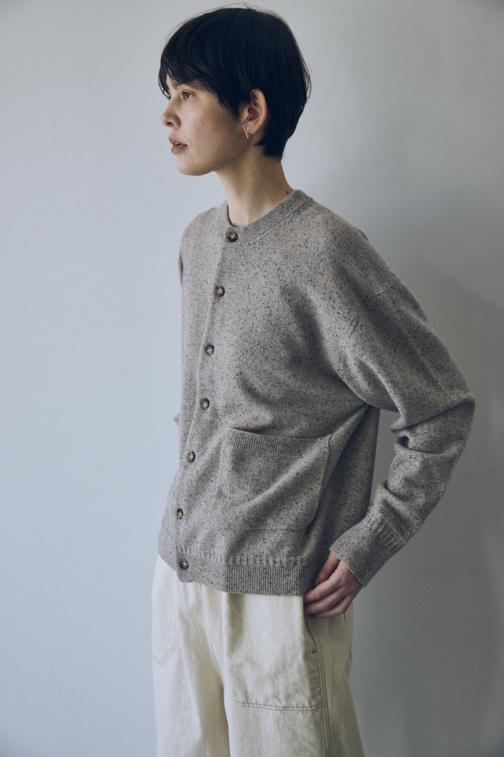 YARRA NEU　カラーネップメリノニットカーディガン　NU-5552-420